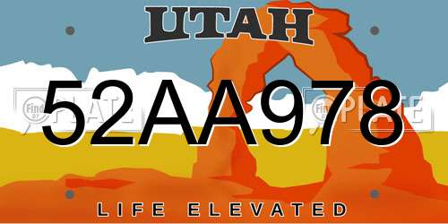 52AA978 Utah License Plate