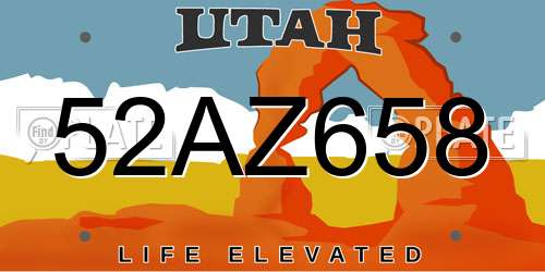 52AZ658 Utah License Plate