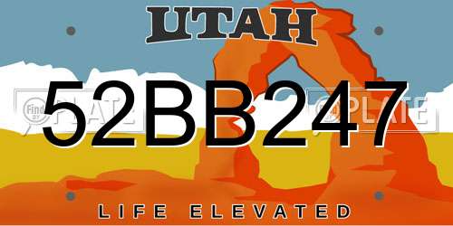 52BB247 Utah License Plate