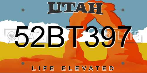 52BT397 Utah License Plate