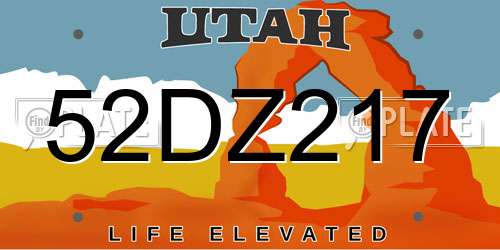 52DZ217 Utah License Plate