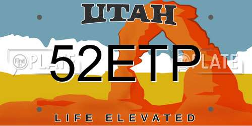 52ETP Utah License Plate