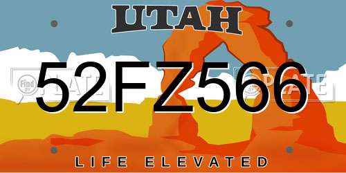 52FZ566 Utah License Plate