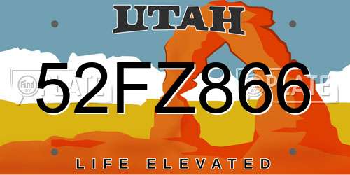 52FZ866 Utah License Plate