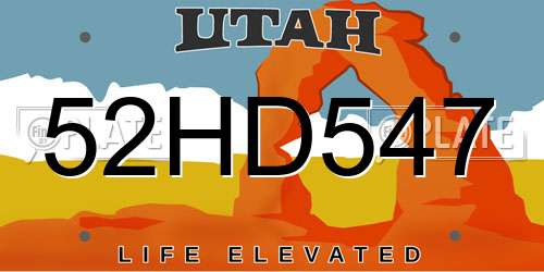 52HD547 Utah License Plate