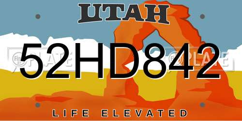 52HD842 Utah License Plate