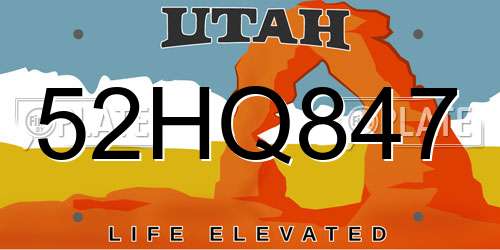 52HQ847 Utah License Plate