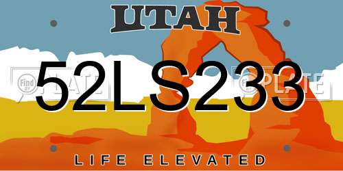 52LS233 Utah License Plate