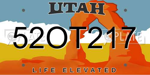 52OT217 Utah License Plate
