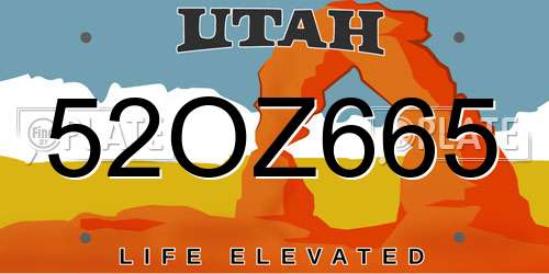 52OZ665 Utah License Plate