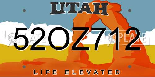 52OZ712 Utah License Plate