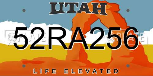 52RA256 Utah License Plate