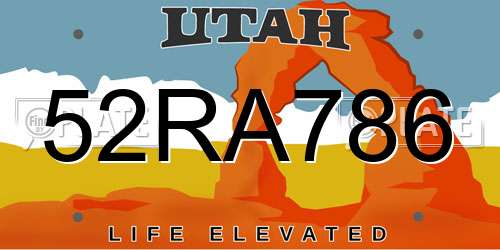 52RA786 Utah License Plate