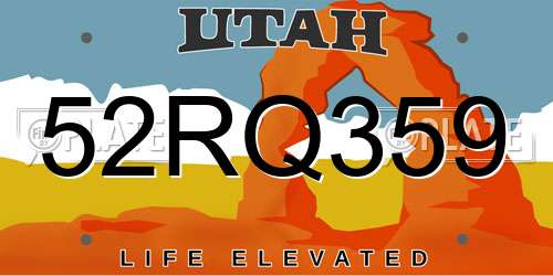 52RQ359 Utah License Plate