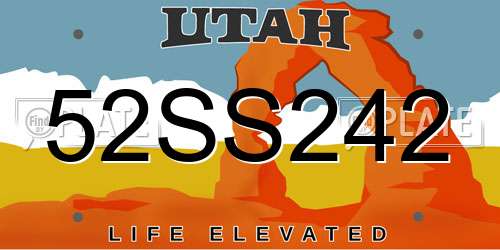 52SS242 Utah License Plate