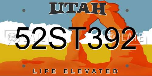 52ST392 Utah License Plate