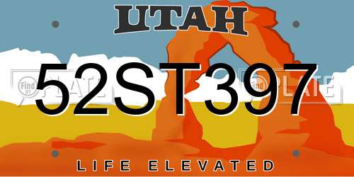 52ST397 Utah License Plate