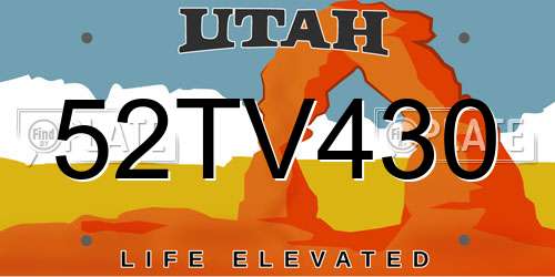 52TV430 Utah License Plate