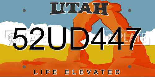 52UD447 Utah License Plate