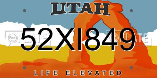 52XI849 Utah License Plate
