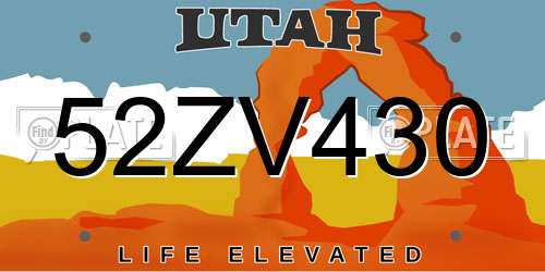 52ZV430 Utah License Plate