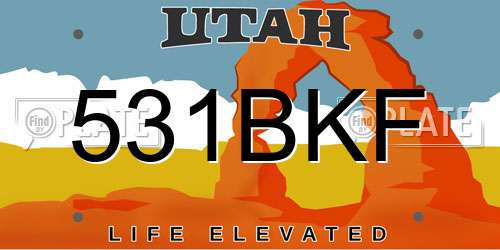 531BKF Utah License Plate