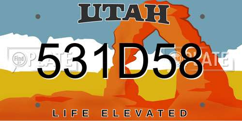 531D58 Utah License Plate