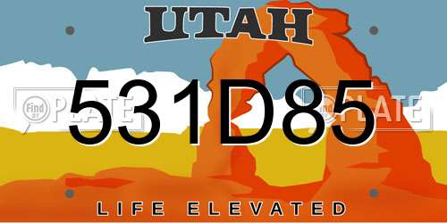 531D85 Utah License Plate