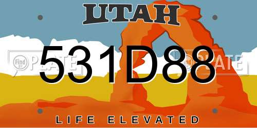 531D88 Utah License Plate