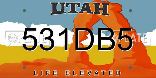 531DB5 Utah License Plate