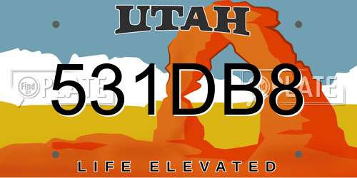 531DB8 Utah License Plate