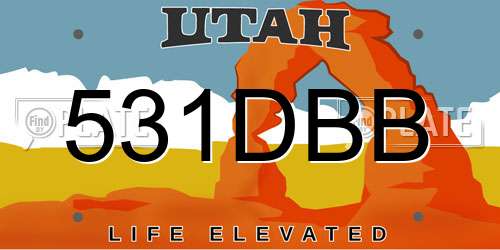 531DBB Utah License Plate