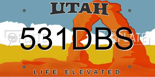 531DBS Utah License Plate