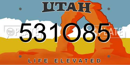531O85 Utah License Plate