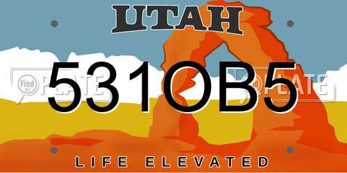 531OB5 Utah License Plate