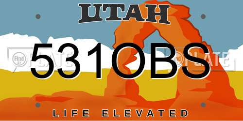 531OBS Utah License Plate