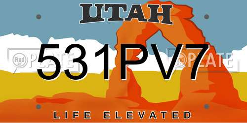 531PV7 Utah License Plate