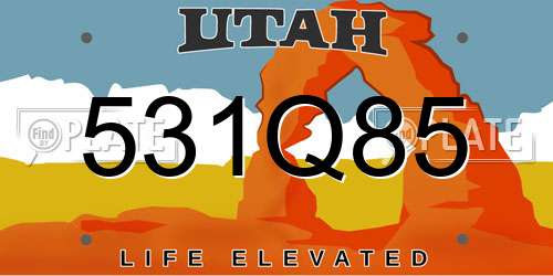 531Q85 Utah License Plate