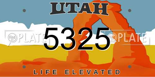 5325 Utah License Plate