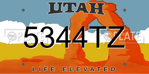 5344TZ Utah License Plate