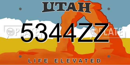 5344ZZ Utah License Plate