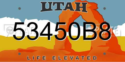 53450B8 Utah License Plate