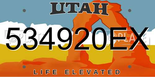 534920EX Utah License Plate