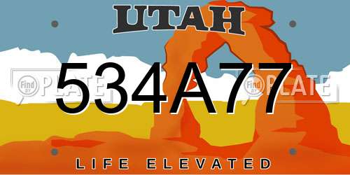 534A77 Utah License Plate