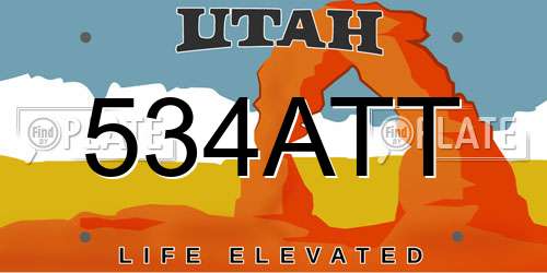 534ATT Utah License Plate