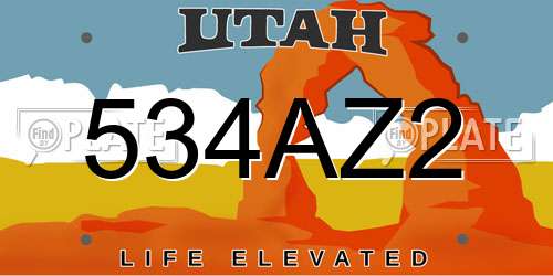 534AZ2 Utah License Plate
