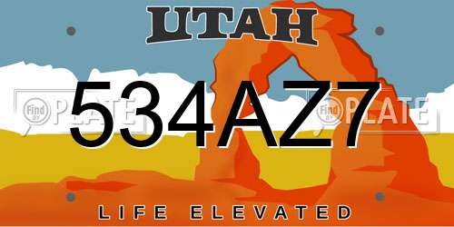 534AZ7 Utah License Plate