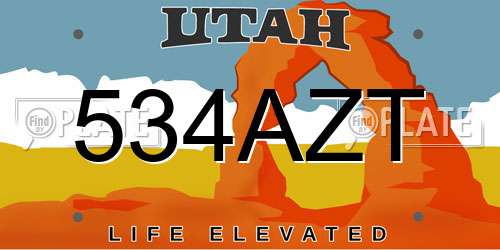 534AZT Utah License Plate