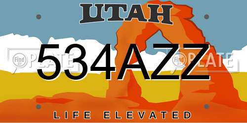 534AZZ Utah License Plate