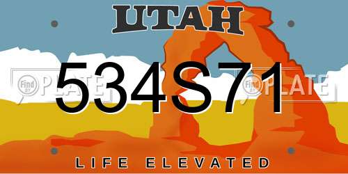 534S71 Utah License Plate